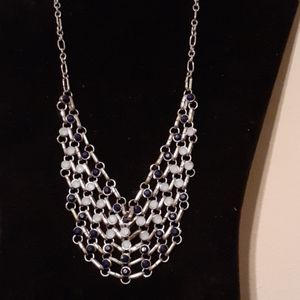 Silver Mesh w/ Light and Dark Blue Enamel Discs